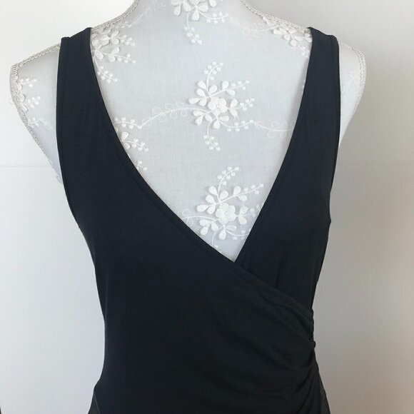 DKNY dress block black viscose stretch ontop & grey cotton sleeveless pockets 10 - Picture 2 of 16